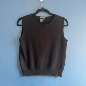 Black Cashmere Knit Tank Top Women's Size Medium Sweater Classic Preppy Twee